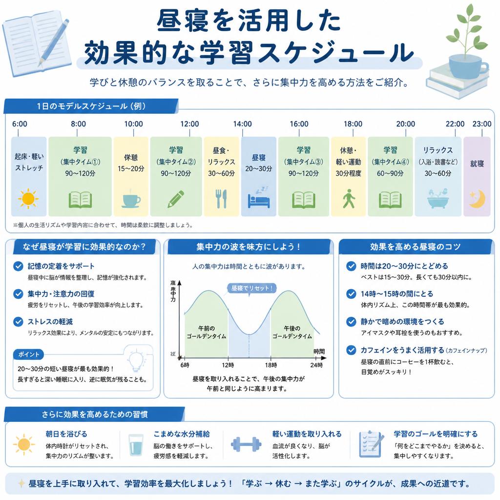 昼寝を取り入れた学習スケジュール